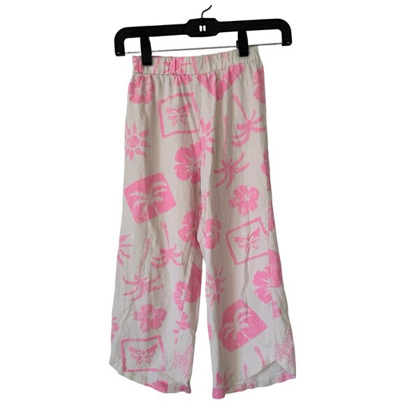 Zara Kids Pink Tropical Print Pants - Size 9 - Picture 1 of 5